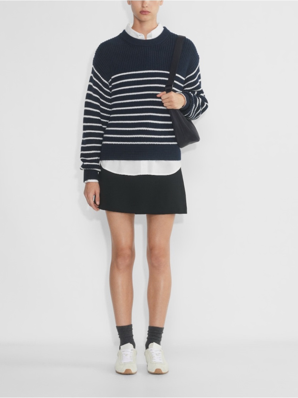 ZARA -  Navy Sweater with White Stripes - Size XL
